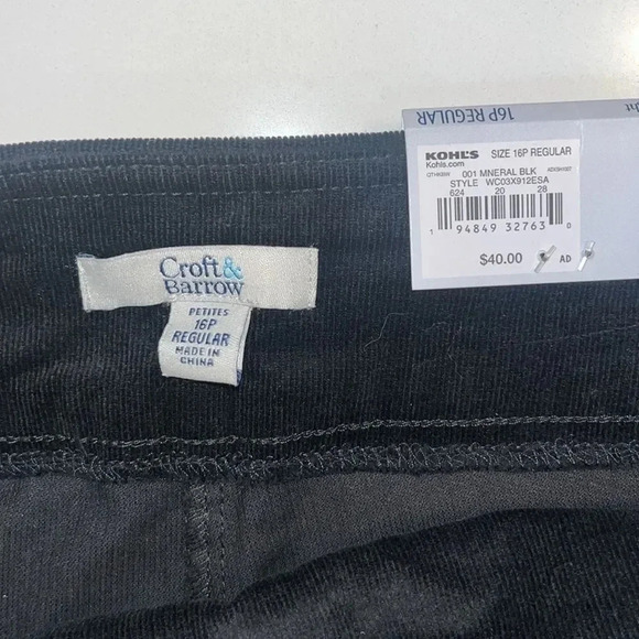 NWT Croft & Barrow Pull On Corduroy Velvet Pants Size 16 Petite - Picture 5 of 8